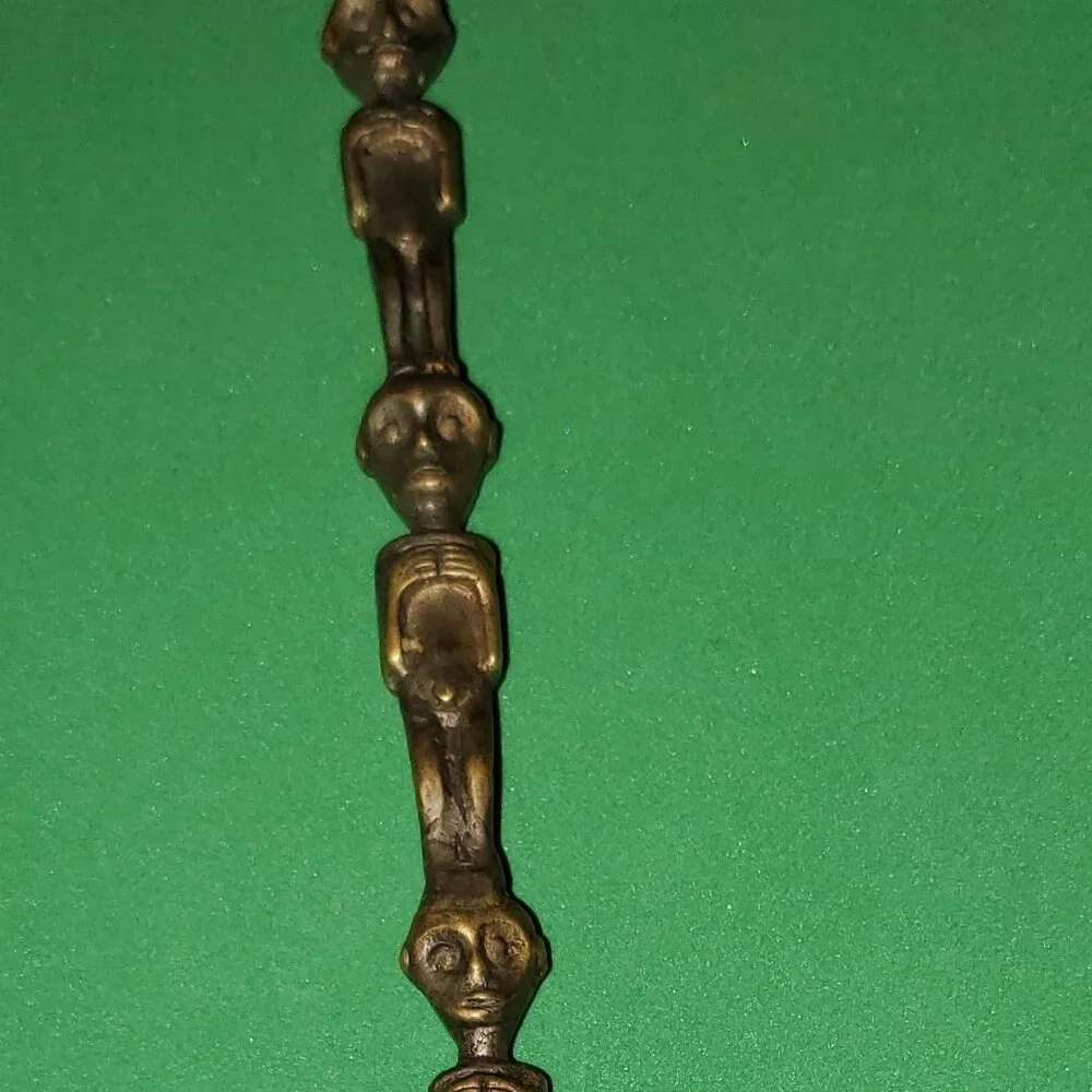 Antique Wide Bowl Spoon With Three Figures, Possibly Handmade